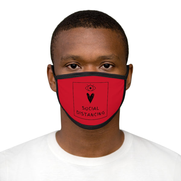 Social Distance Mixed-Fabric Face Mask - Red