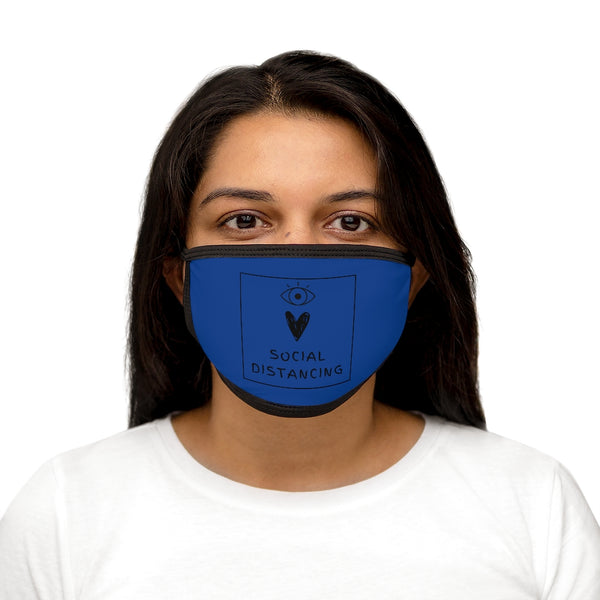 Social Distance Mixed-Fabric Face Mask - Blue