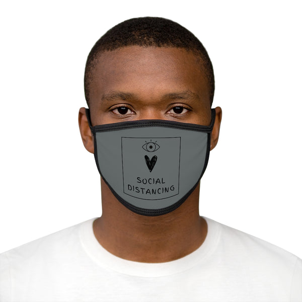 Social Distance Mixed-Fabric Face Mask - Grey