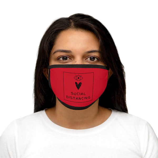 Social Distance Mixed-Fabric Face Mask - Red